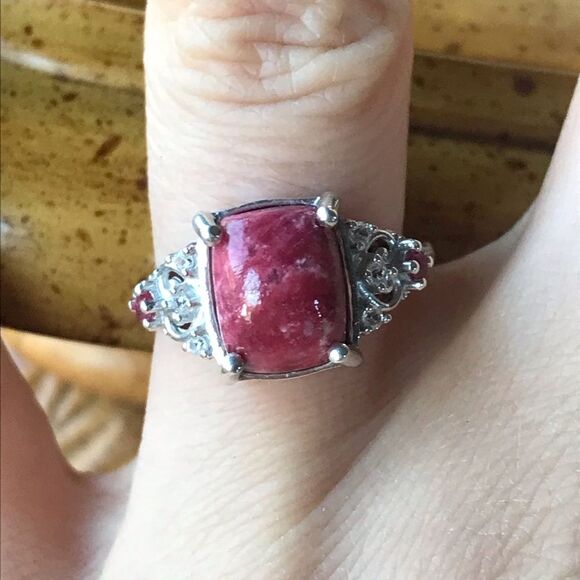 Norwegian Thulite Sterling Silver Ring Size 6 - Picture 1 of 9